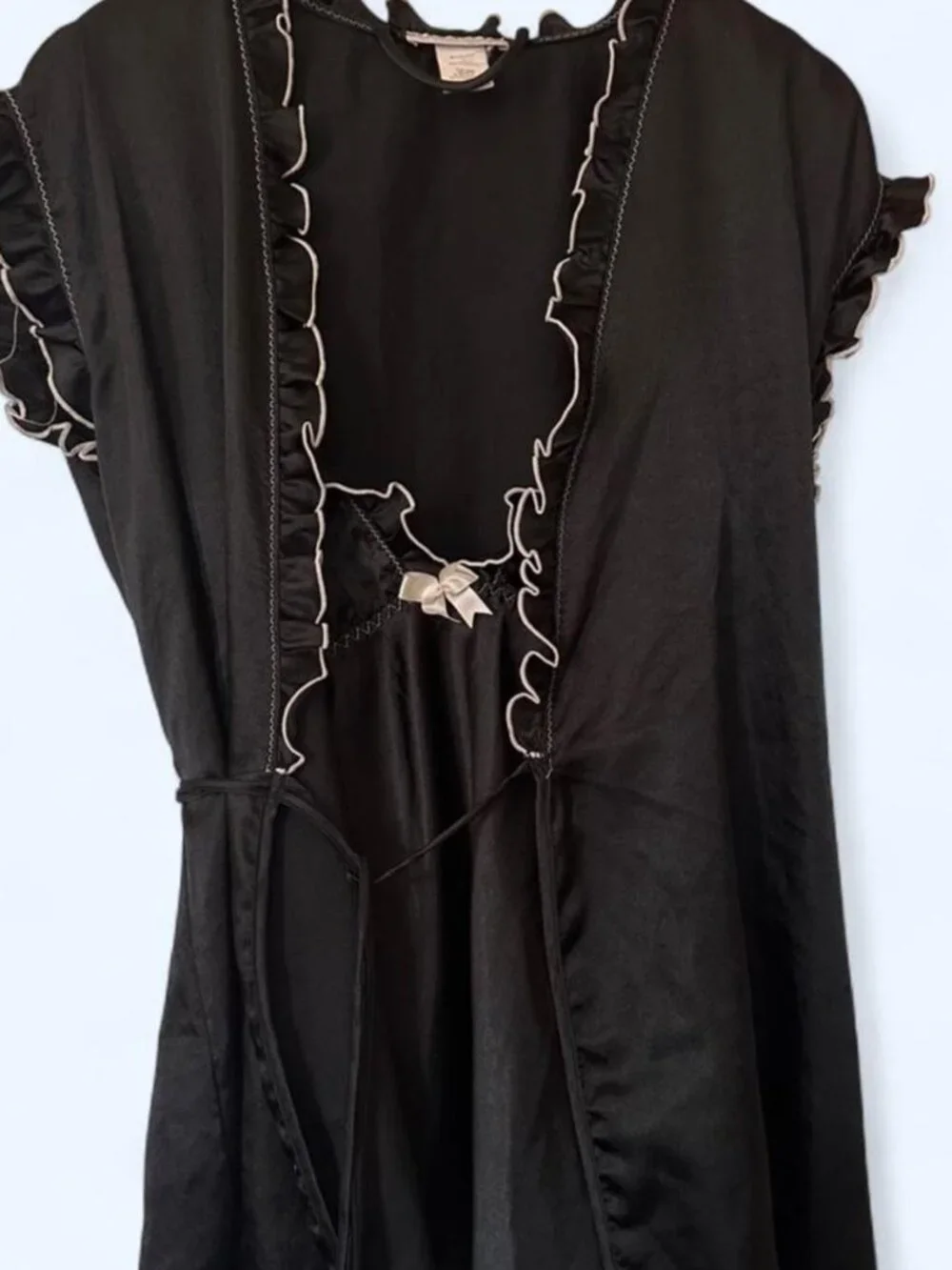 Vintage Cinema Etoile Black Peignoir & Slip Nightgown Set Medium